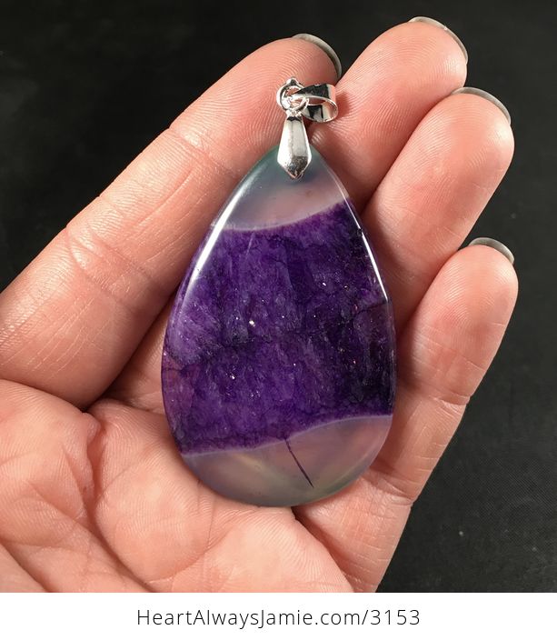 Beautiful Semi Transparent Reen and Purple Druzy Stone Pendant - #BYjVK3rhQu8-1
