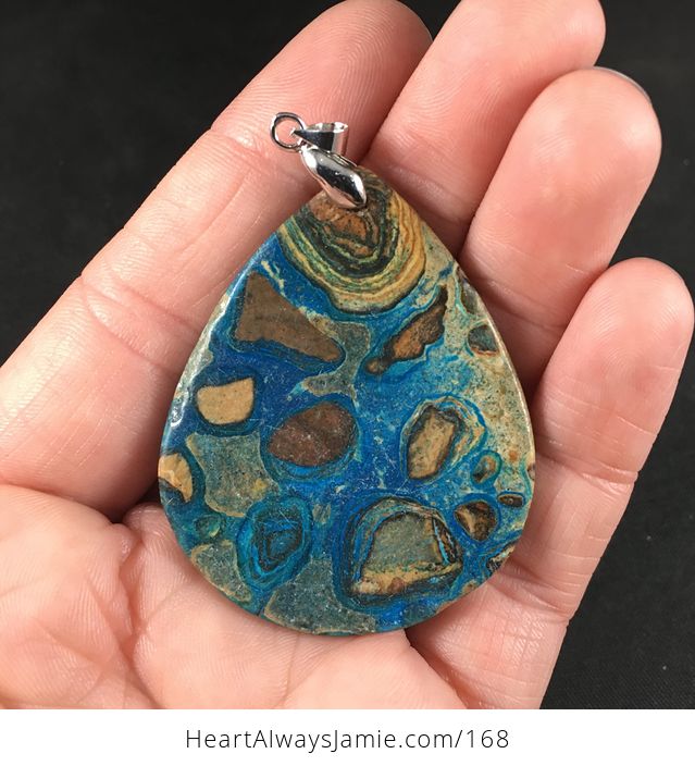 Beautiful Tan and Blue Choi Finches or Malachite Stone Pendant Necklace - #60iUBxk6BBs-2