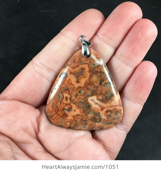 Beautiful Triangle Shaped Orange Crazy Lace Agate Stone Pendant - #8rpOpvb6hPw-1