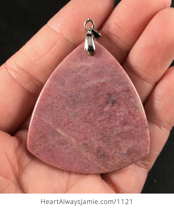 Beautiful Triangular Pink Rhodochrosite Stone Pendant Necklace - #IFntofZIzL8-2