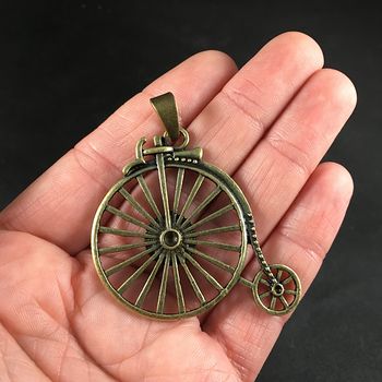 Beautiful Vintage Bronze Toned Penny Farthing Bicycle Pendant #QmRZpaHPldw