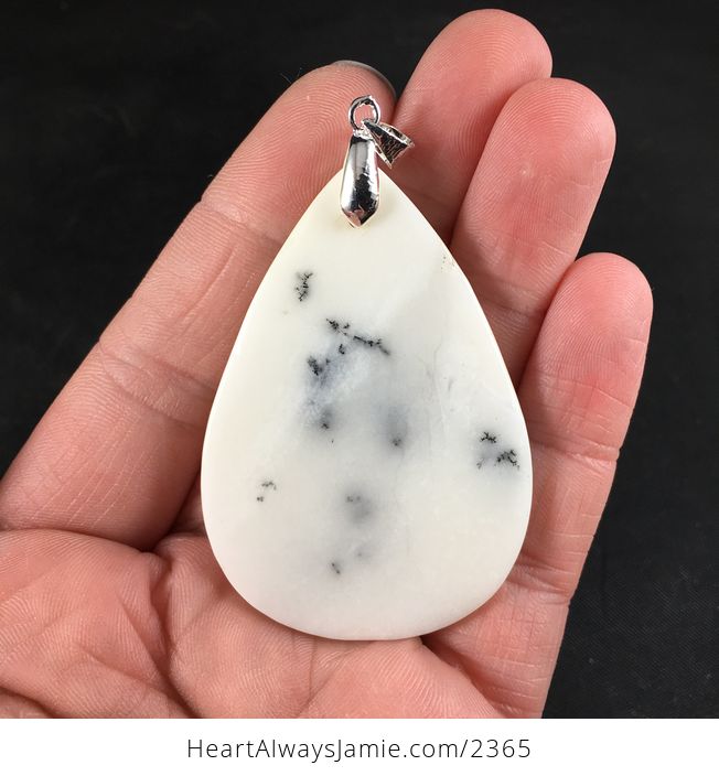 Beautiful White African Dendrite Moss Opal Stone Pendant Necklace - #IEPwiJItu1k-2