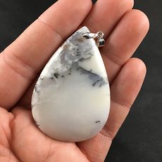 Beautiful White and Gray African Dendrite Moss Opal Stone Pendant #LupVhv05Ax0