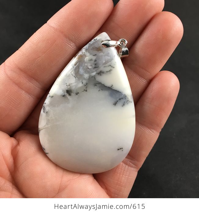 Beautiful White and Gray African Dendrite Moss Opal Stone Pendant - #LupVhv05Ax0-1