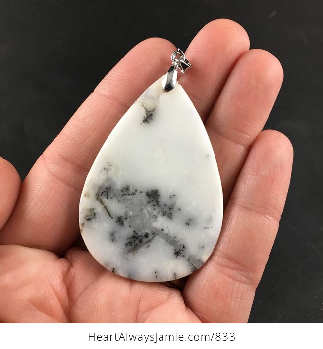 Beautiful White Tan and Gray African Dendrite Moss Opal Stone Pendant Necklace - #T5KrPMfCNCQ-2