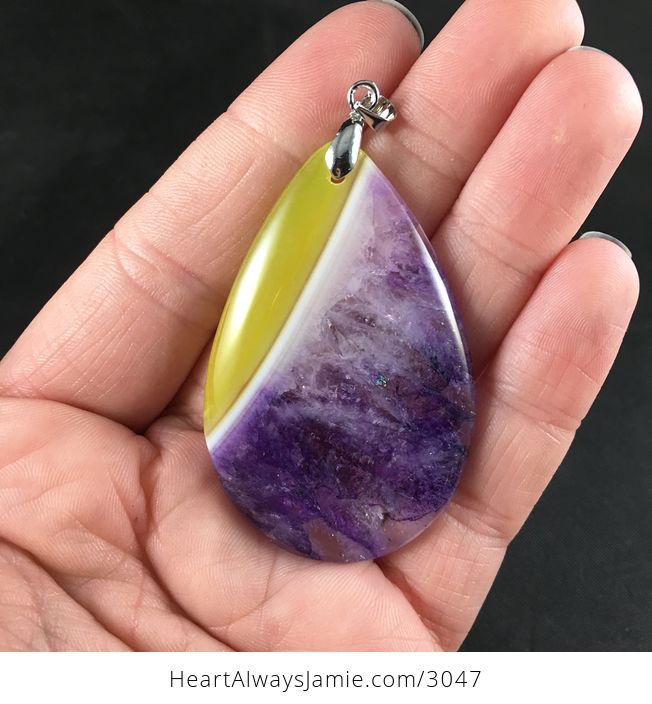 Beautiful Yellow and Purple Drusy Stone Pendant - #xqZBmD03O78-1