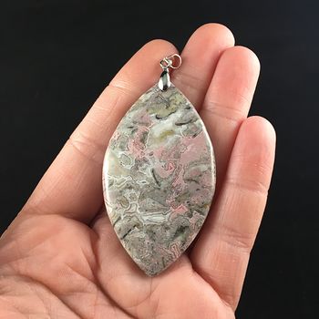 Beige and Pink Crazy Lace Agate Stone Jewelry Pendant #0jE8wBMYuNs