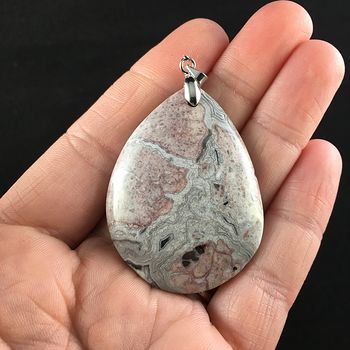 Beige and Pink Crazy Lace Agate Stone Jewelry Pendant #alfAEgd3dR4