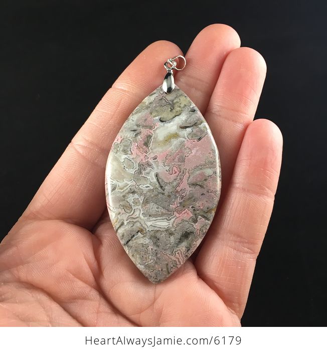 Beige and Pink Crazy Lace Agate Stone Jewelry Pendant - #0jE8wBMYuNs-1
