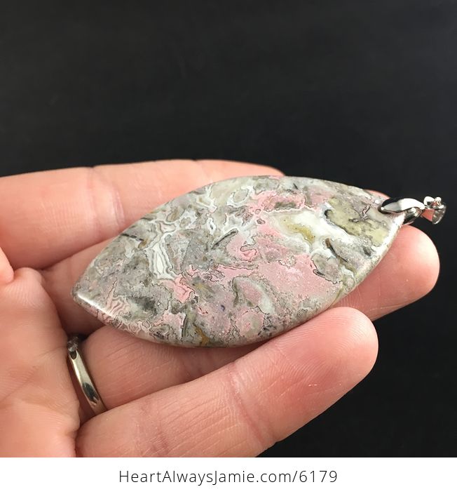Beige and Pink Crazy Lace Agate Stone Jewelry Pendant - #0jE8wBMYuNs-3