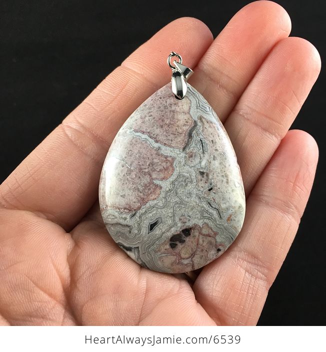 Beige and Pink Crazy Lace Agate Stone Jewelry Pendant - #alfAEgd3dR4-1
