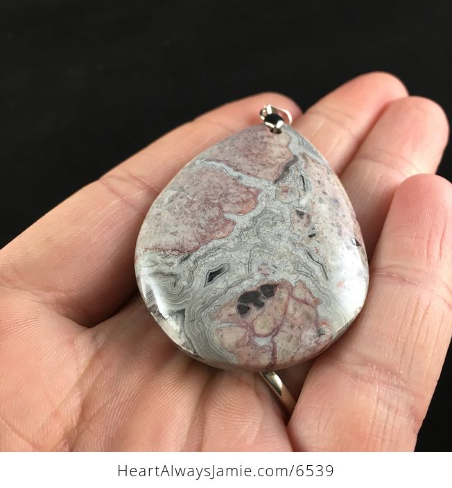 Beige and Pink Crazy Lace Agate Stone Jewelry Pendant - #alfAEgd3dR4-2