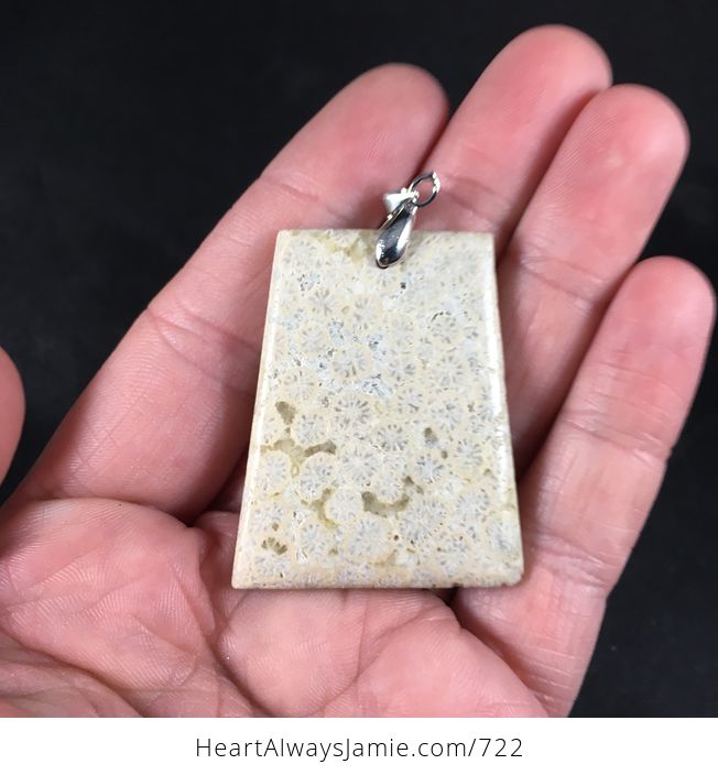 Beige Coral Fossil Stone Pendant Necklace - #mD9xg8iFl64-2