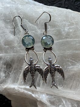 Bird and Blue Topaz Stone Crystal Jewelry Earrings #mGgL4WwvF6Q