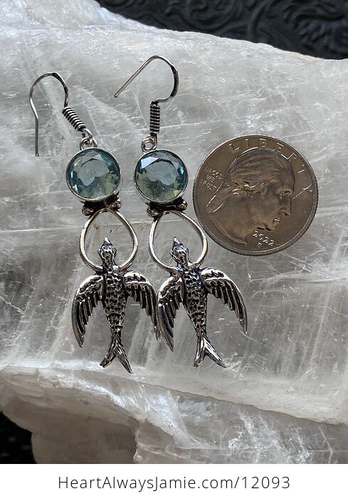 Bird and Blue Topaz Stone Crystal Jewelry Earrings - #mGgL4WwvF6Q-6