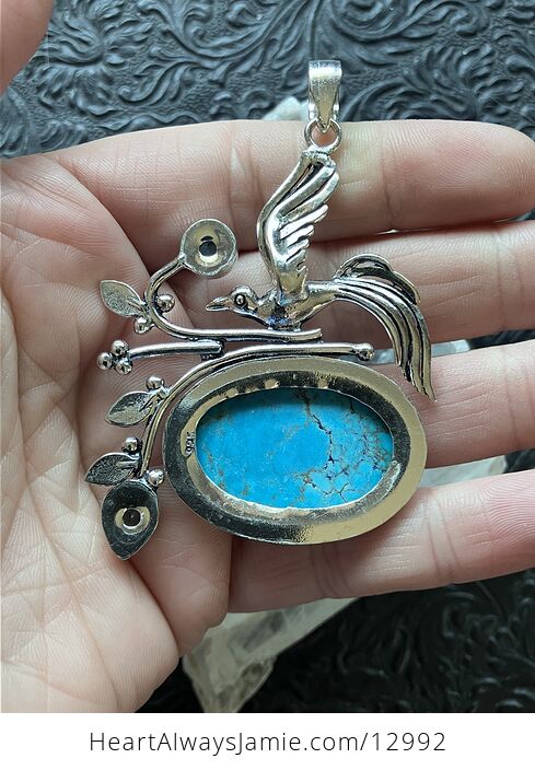 Bird Color Treated Turquoise Blue Magnesite and Blue Topaz Pendant Crystal Stone Jewelry - #9A3pasDCOZI-5