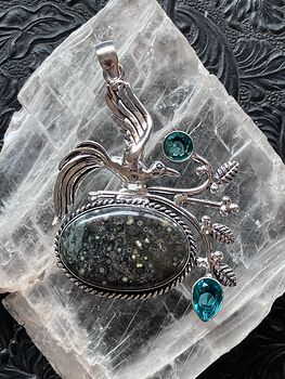 Bird Ocean Jasper and Faceted Gems Pendant Crystal Stone Jewelry #YQuzL5MCjOs