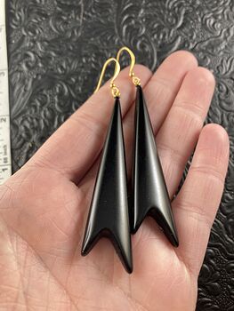 Black 80s Plastic Triangle Drop Earrings #YXFm56FBcxI