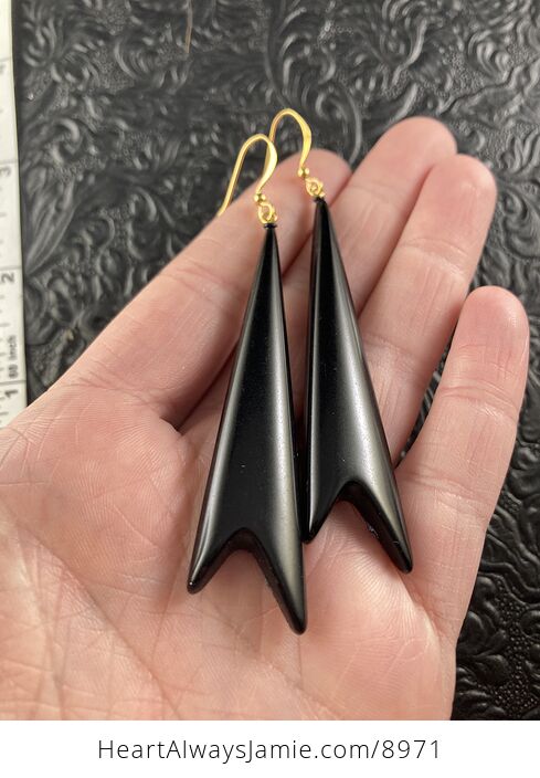 Black 80s Plastic Triangle Drop Earrings - #YXFm56FBcxI-1