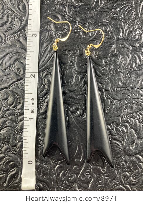 Black 80s Plastic Triangle Drop Earrings - #YXFm56FBcxI-4