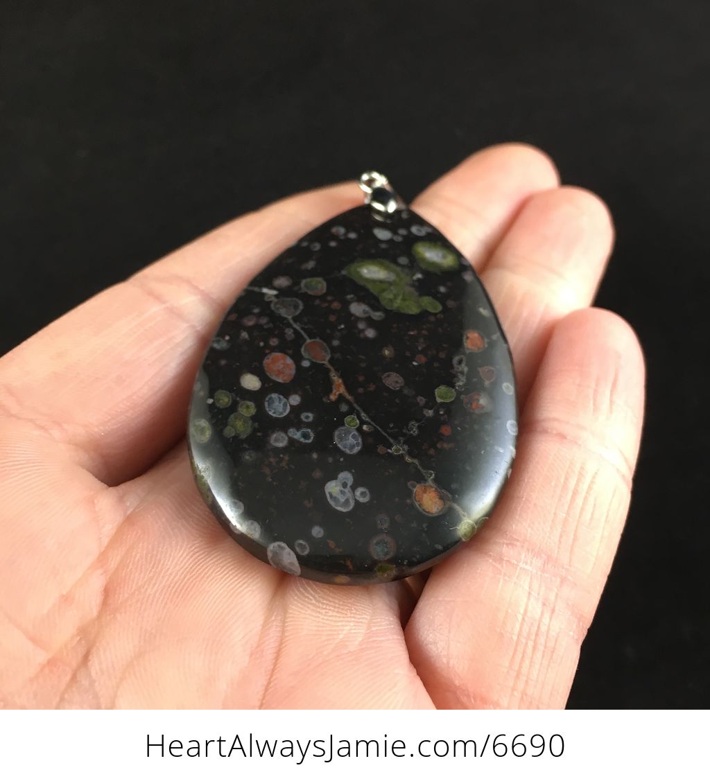 Black and Colorful Plum Blossom Jasper Stone Jewelry Pendant #Vd1jWIfAeIo