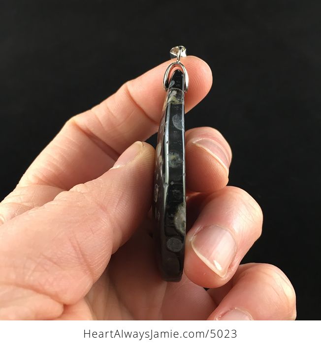 Black and Colorful Plum Blossom Jasper Stone Jewelry Pendant - #9yMD2DNO3kA-5