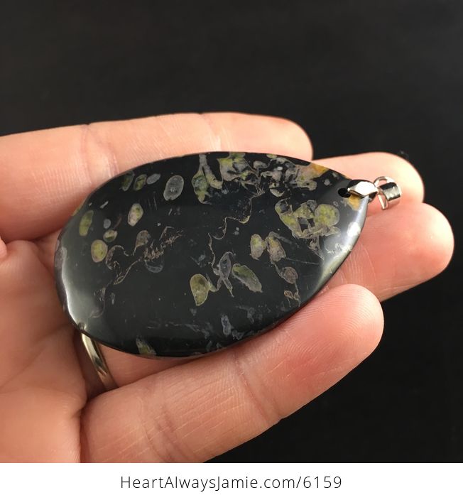 Black and Colorful Plum Blossom Jasper Stone Jewelry Pendant - #KVUGoaKY93g-3