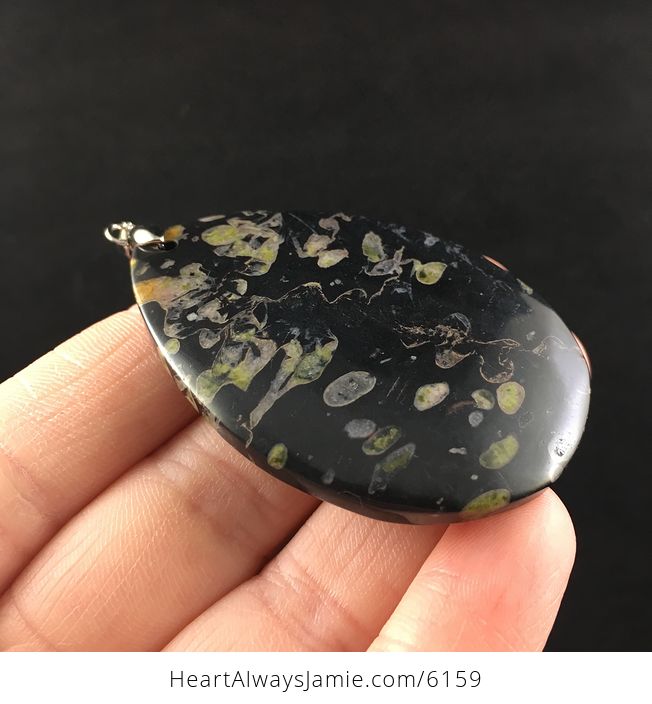 Black and Colorful Plum Blossom Jasper Stone Jewelry Pendant - #KVUGoaKY93g-4