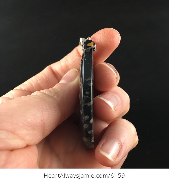 Black and Colorful Plum Blossom Jasper Stone Jewelry Pendant - #KVUGoaKY93g-5