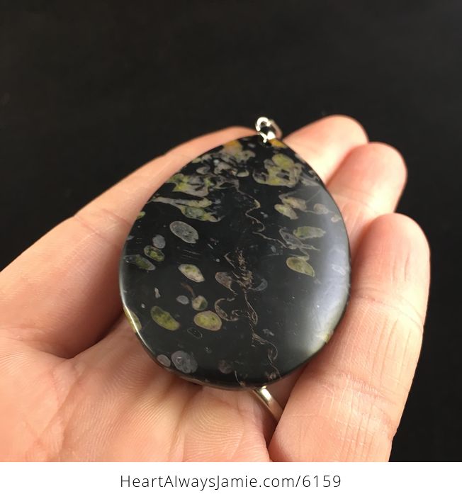 Black and Colorful Plum Blossom Jasper Stone Jewelry Pendant - #KVUGoaKY93g-2