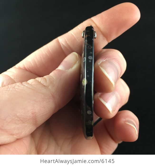 Black and Colorful Plum Blossom Jasper Stone Jewelry Pendant - #NDZXLeNL3SM-5
