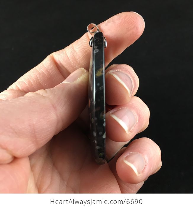 Black and Colorful Plum Blossom Jasper Stone Jewelry Pendant - #Vd1jWIfAeIo-5