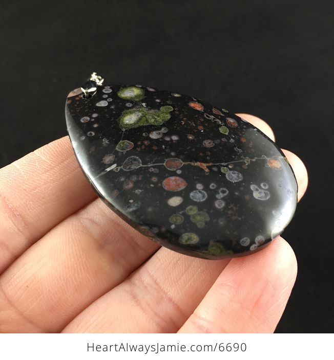 Black and Colorful Plum Blossom Jasper Stone Jewelry Pendant - #Vd1jWIfAeIo-4