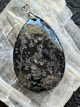 Black and Colorful Plumite Poppy Jasper Stone Jewelry Pendant #WPVZoNnGBfI