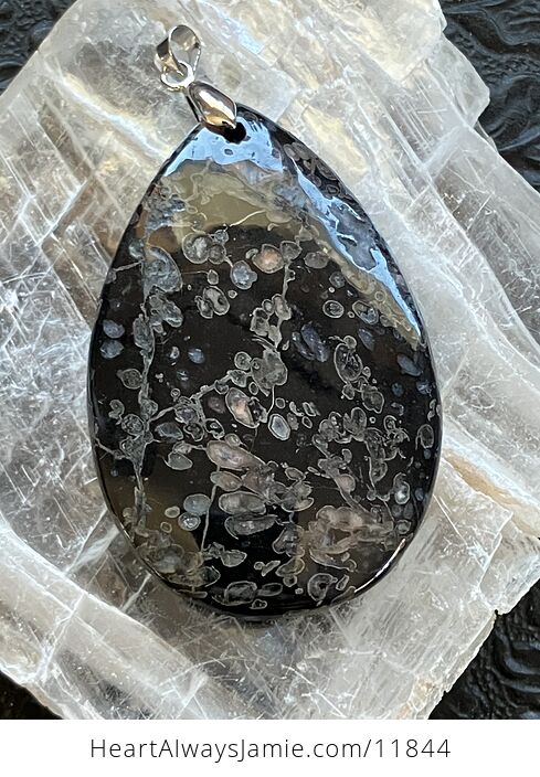 Black and Colorful Plumite Poppy Jasper Stone Jewelry Pendant - #WPVZoNnGBfI-1
