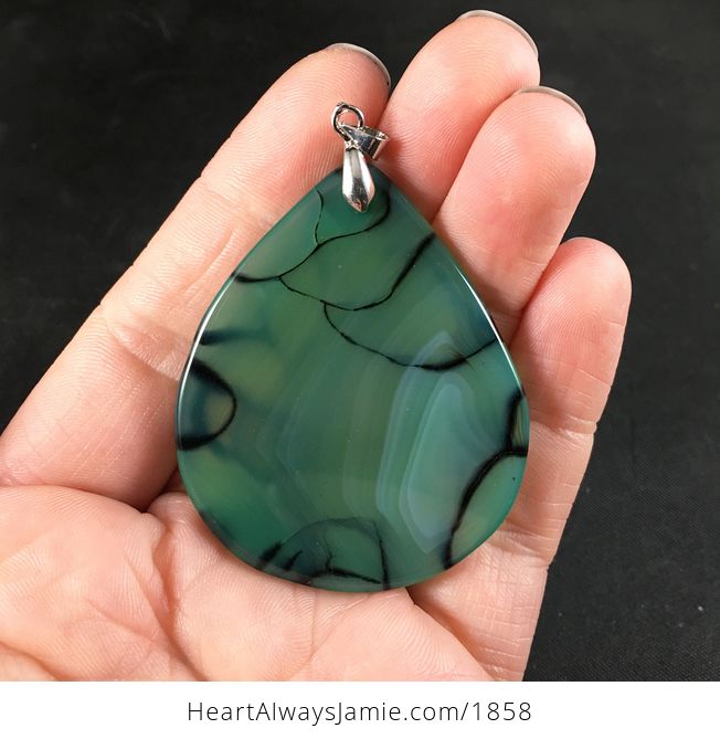 Black and Green Dragon Veins Agate Stone Pendant Necklace - #W5CzP2X2HFE-2