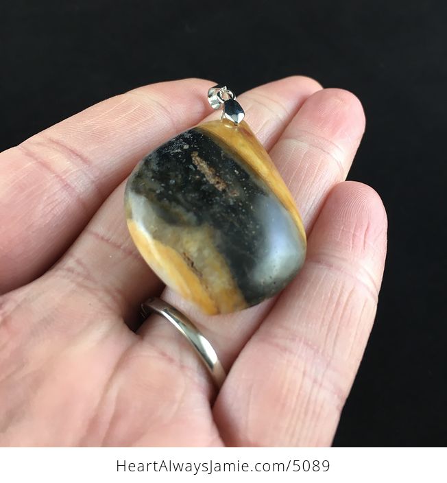 Black and Orange Amazonite Jasper Stone Jewelry Pendant - #3fvinW943RQ-2
