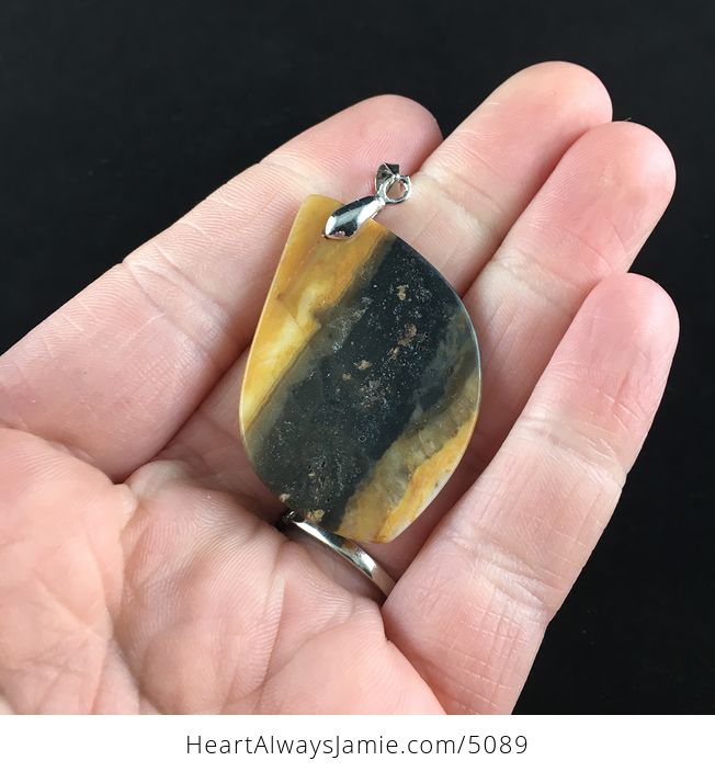 Black and Orange Amazonite Jasper Stone Jewelry Pendant - #3fvinW943RQ-6