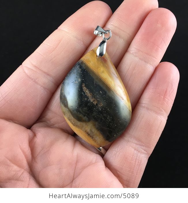 Black and Orange Amazonite Jasper Stone Jewelry Pendant - #3fvinW943RQ-1