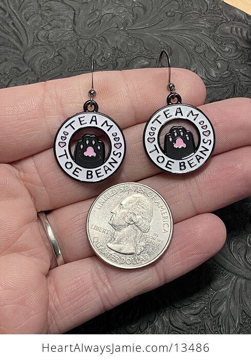 Black and Pink Cat Paws with Team Toe Beans and Heart Earrings - #bOnGaHM3lPA-2