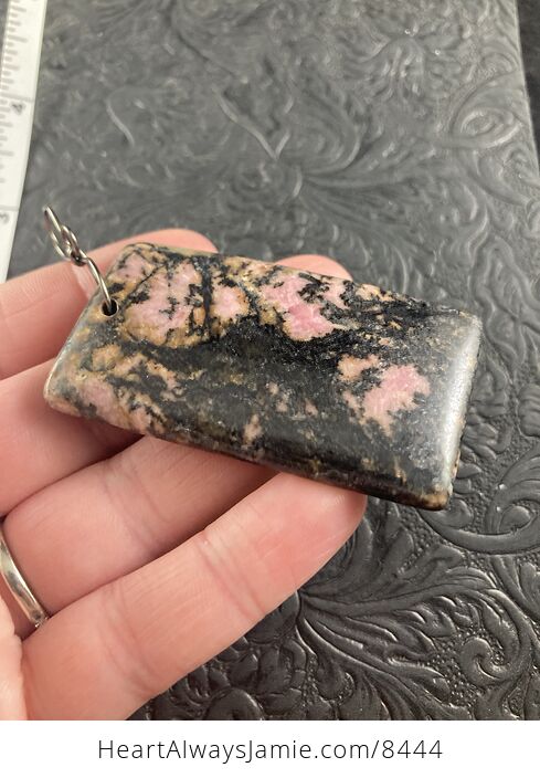 Black and Pink Rectangle Shaped Rhodonite Stone Jewelry Pendant Crystal Ornament - #GVSBSy6Yits-3