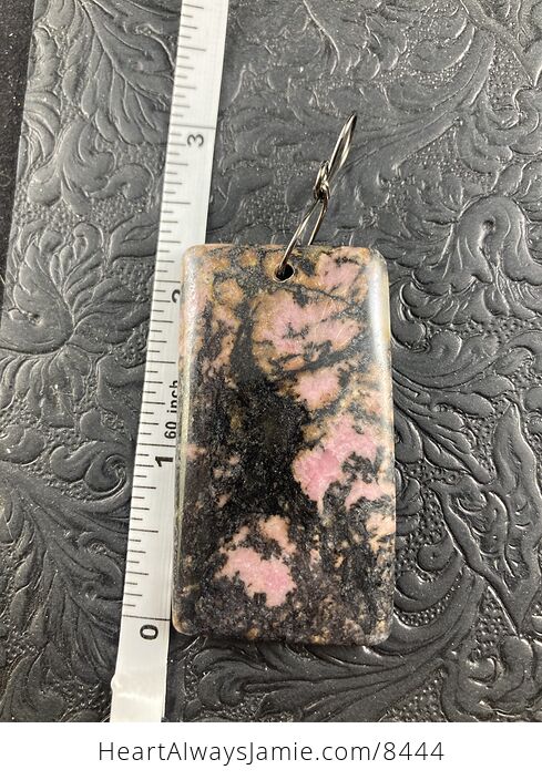 Black and Pink Rectangle Shaped Rhodonite Stone Jewelry Pendant Crystal Ornament - #GVSBSy6Yits-5