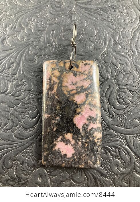 Black and Pink Rectangle Shaped Rhodonite Stone Jewelry Pendant Crystal Ornament - #GVSBSy6Yits-4