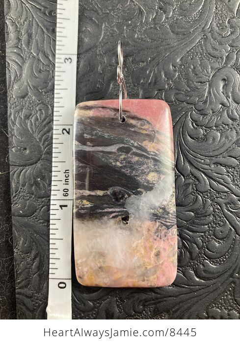 Black and Pink Rectangle Shaped Rhodonite Stone Jewelry Pendant Crystal Ornament - #in1dA3TkaQc-5