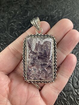 Black and Purple Charoite Crystal Stone Jewelry Pendant #fDCjO9vf4JU