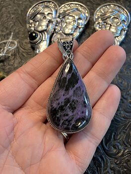 Black and Purple Charoite Crystal Stone Jewelry Pendant #m8Vc4BYRK98