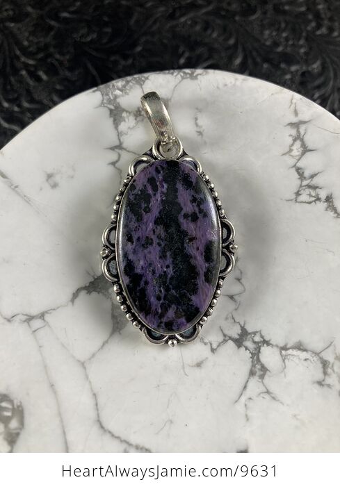 Black and Purple Charoite Crystal Stone Jewelry Pendant - #4DXtd8dTmWg-5
