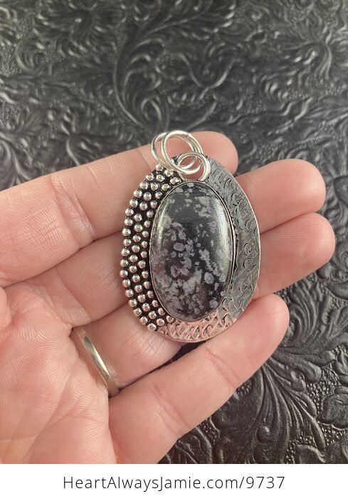 Black and Purple Charoite Crystal Stone Jewelry Pendant - #GktHMPVSus4-1