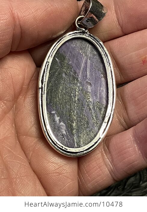 Black and Purple Charoite Crystal Stone Jewelry Pendant - #KeXAhq9KrcE-4