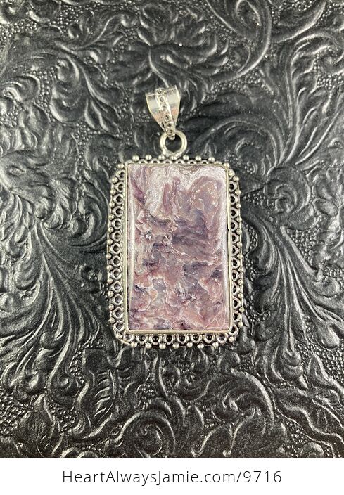 Black and Purple Charoite Crystal Stone Jewelry Pendant - #fDCjO9vf4JU-5